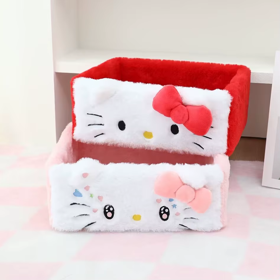 Dessin animé Hello Kitty panier de rangement bureau cosmétiques boîte