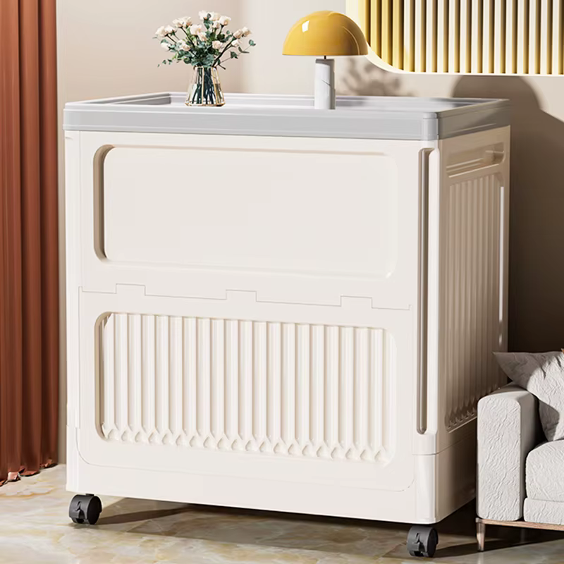 Boîte de rangement pliable à roulettes