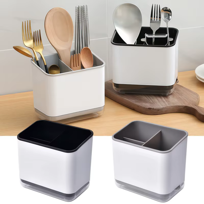 Boîte de rangement pour baguettes et vaisselle domestique. Fond avec bac de vidange. Cage