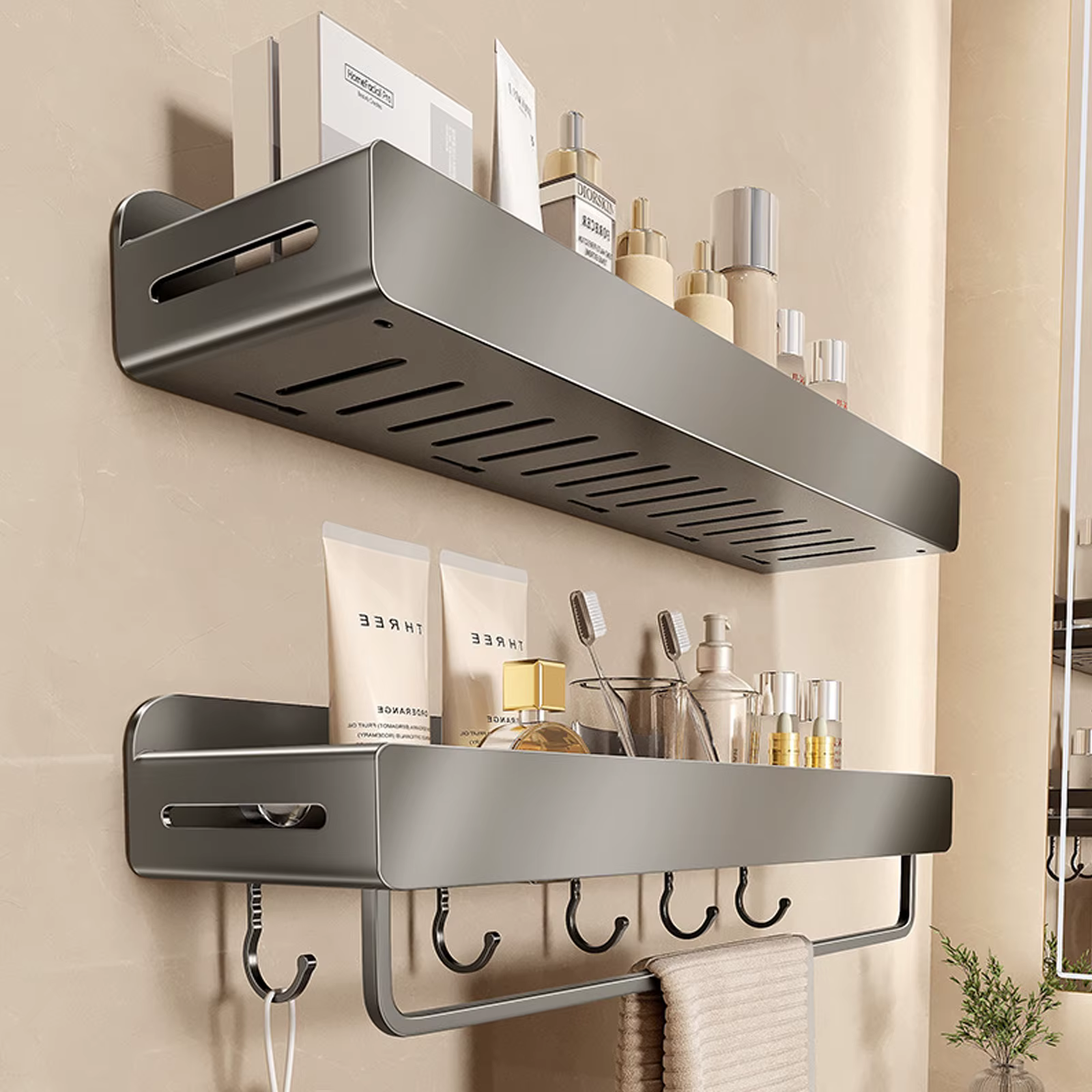 Étagère de salle de bain en aluminium