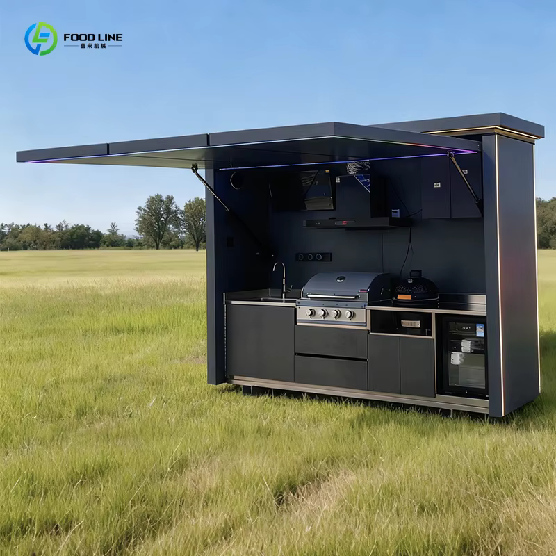 Ensemble d'armoires de cuisine extérieures simples, élégantes et personnalisées, unité étanche pour cuisine barbecue extérieure