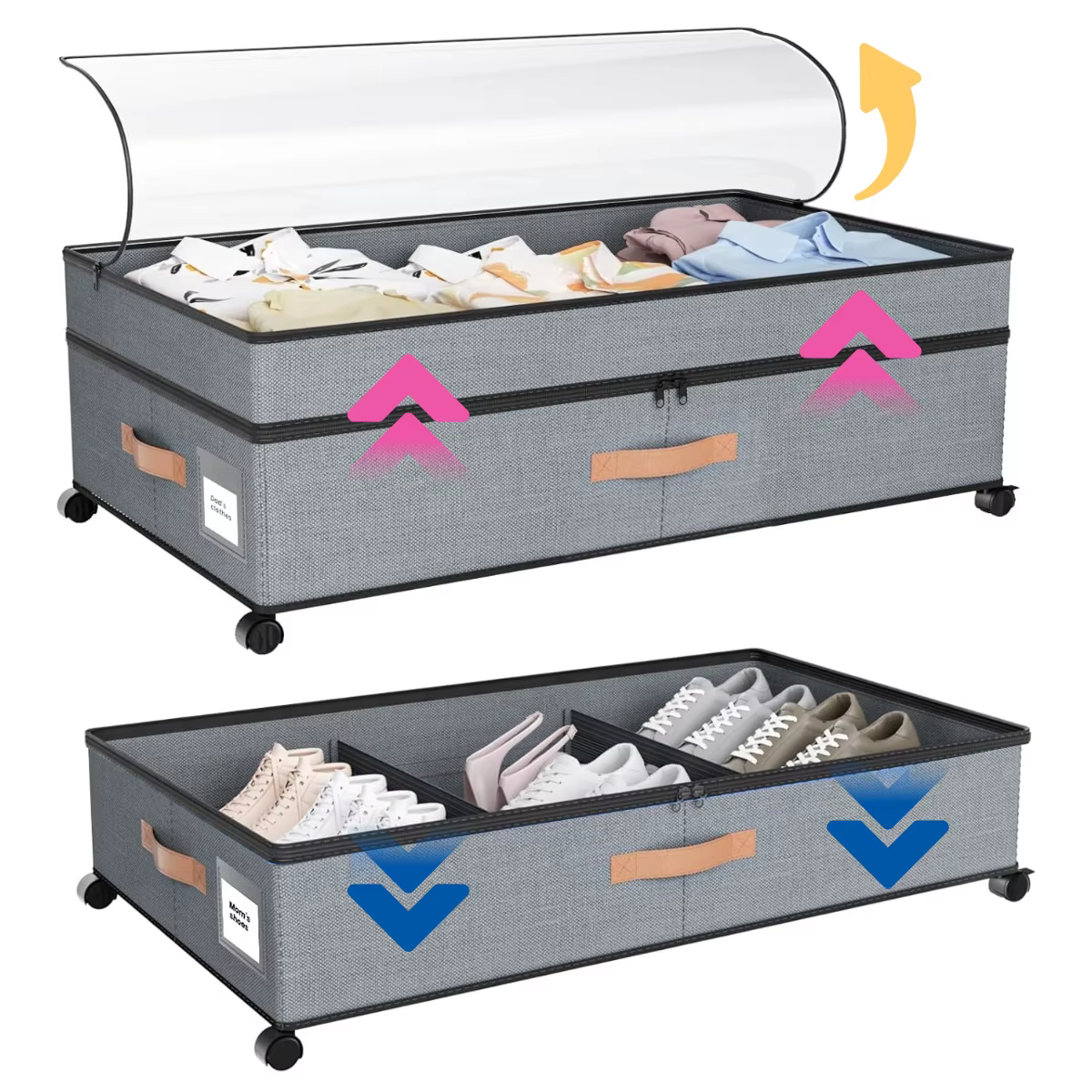 Conteneurs de rangement sous le lit avec roulettes