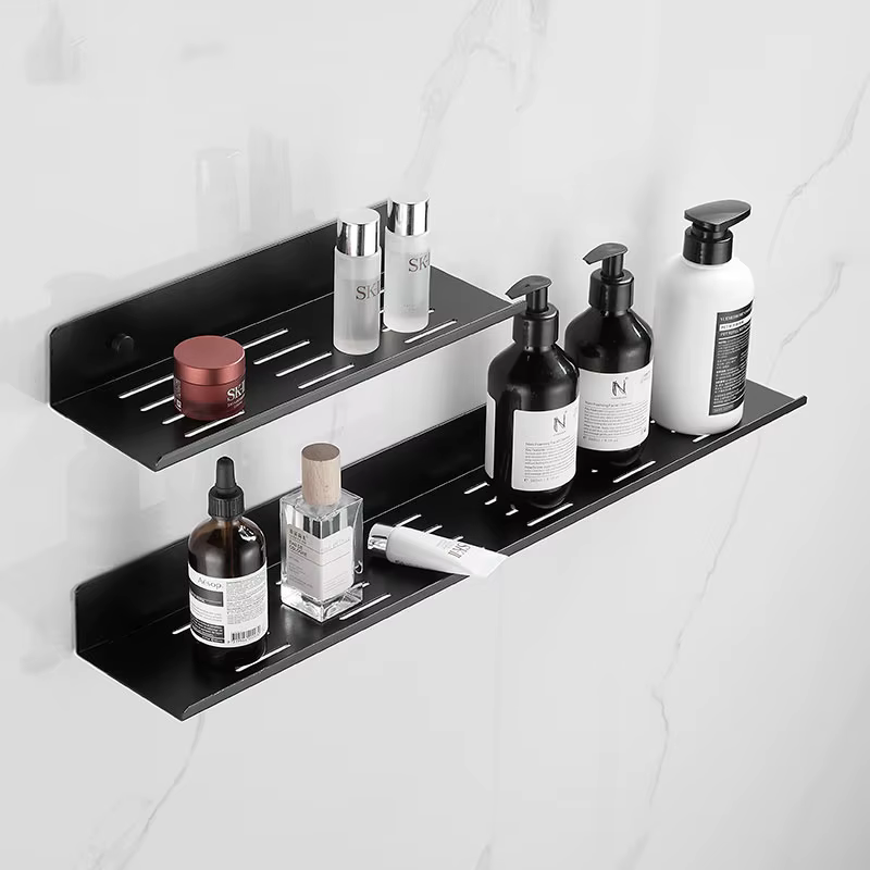 Étagère de douche auto-adhésive noire