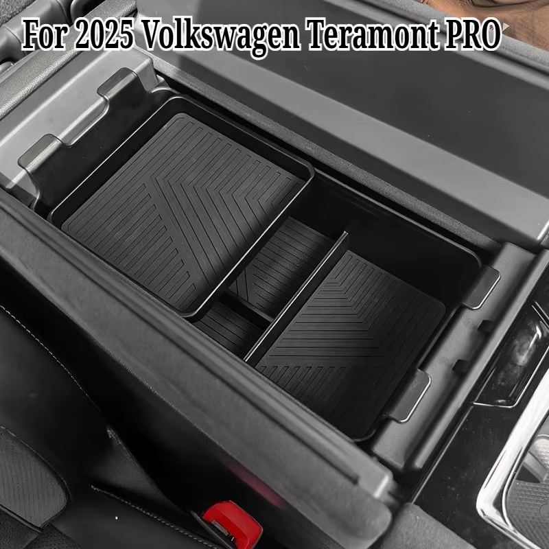 Pour organisateur de console centrale Volkswagen Teramont PRO 2025 – Boîte de rangement double couche pour accoudoir