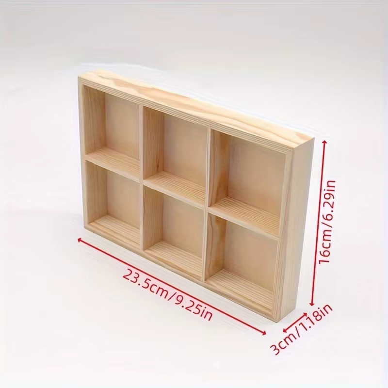 Boîte de rangement en bois à six compartiments