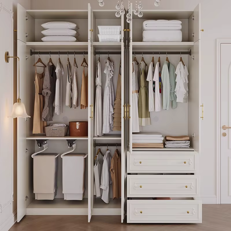 Dressing chambre armoires multifonctions étagères en bois grands
