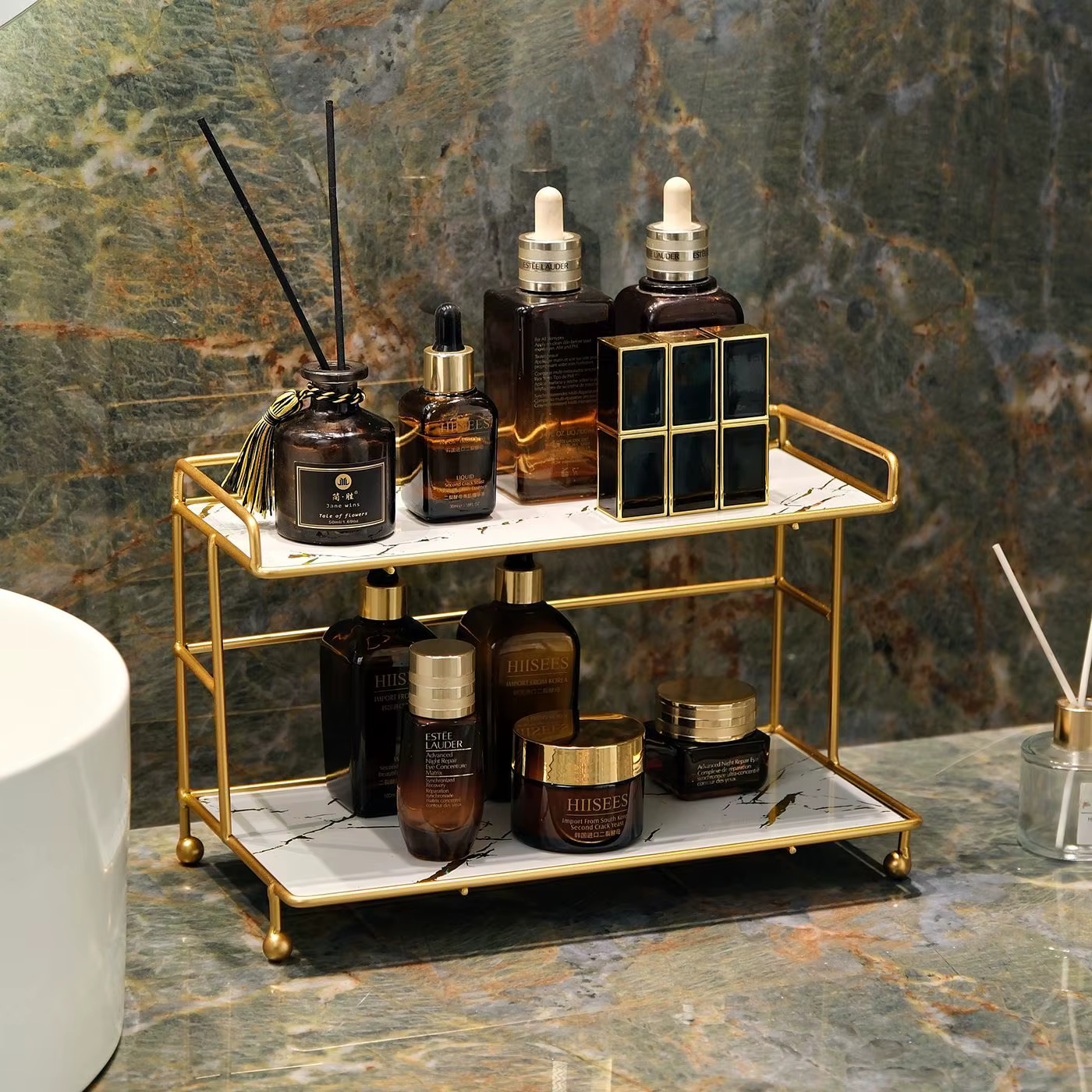 Organisateur de salle de bain à 2 niveaux