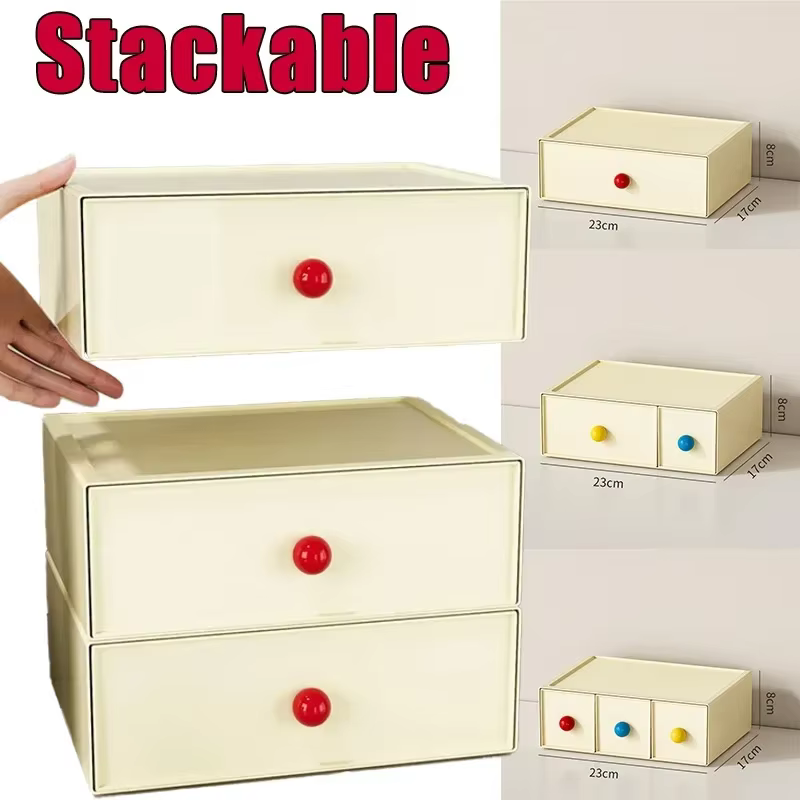 Boîte de rangement empilable multicouche, crème Dopamine MELStorage, Free BLOJewelry, bureau d'entrée, 1-3 pièces