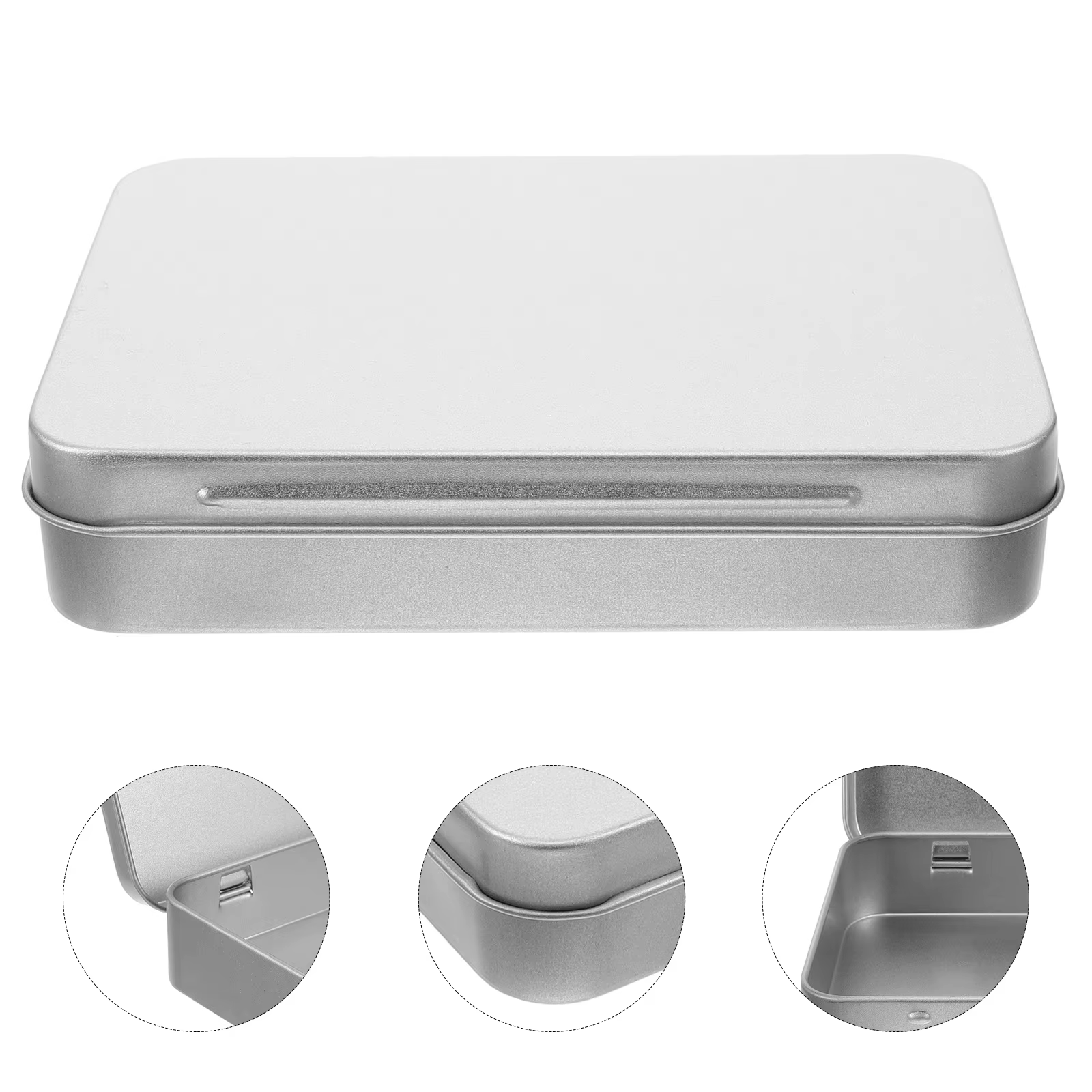 Boîte en fer blanc rectangulaire robuste avec couvercle