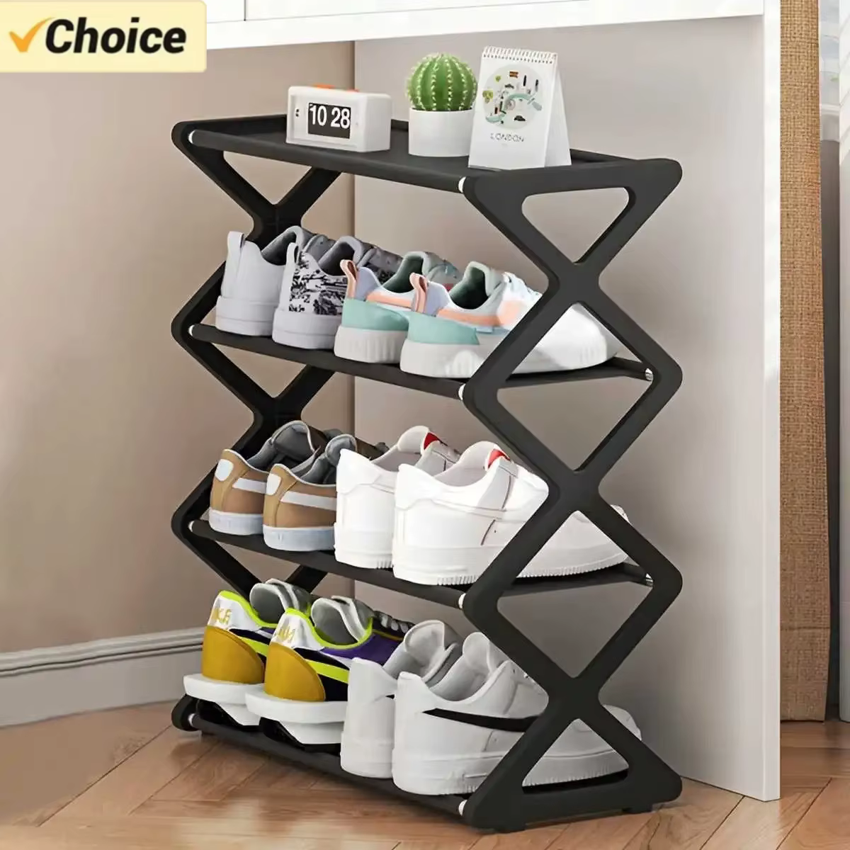 Étagère à chaussures 4 niveaux en X