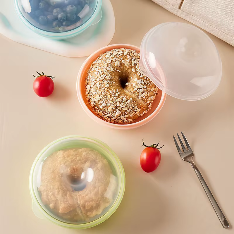 Récipient alimentaire rond transparent micro-ondable