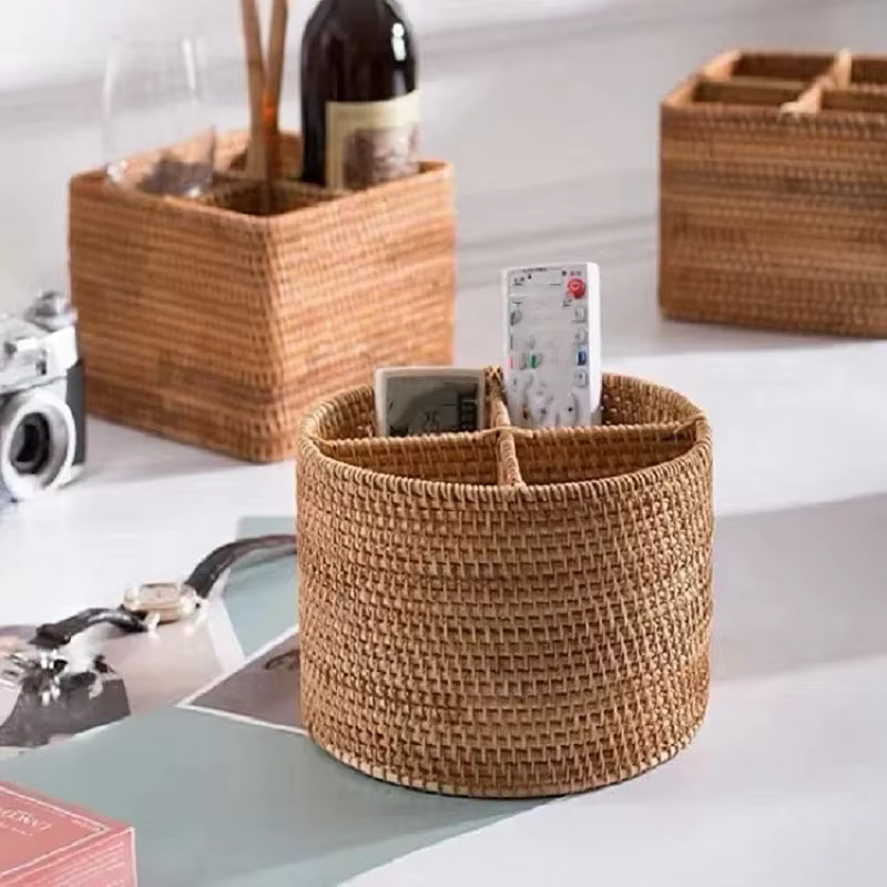 Panier de rangement en osier tissé à la main