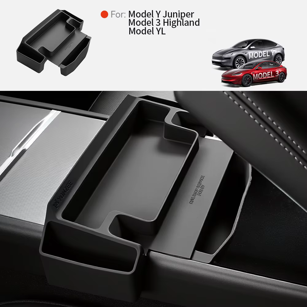 Boîte de rangement pour accoudoir de console centrale YZ avec plateau à lunettes et organisateur pour Tesla Model 3