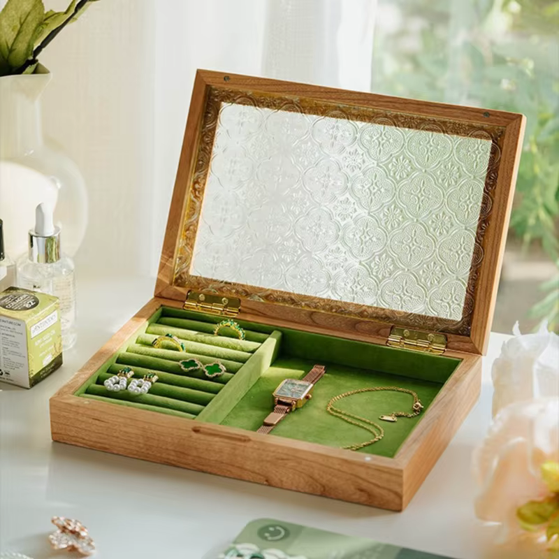 Boîte à couvercle rabattable en verre anti-poussière