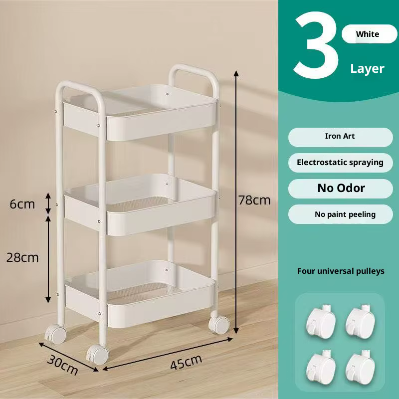 Petit chariot support de rangement mobile multicouche pour cuisine