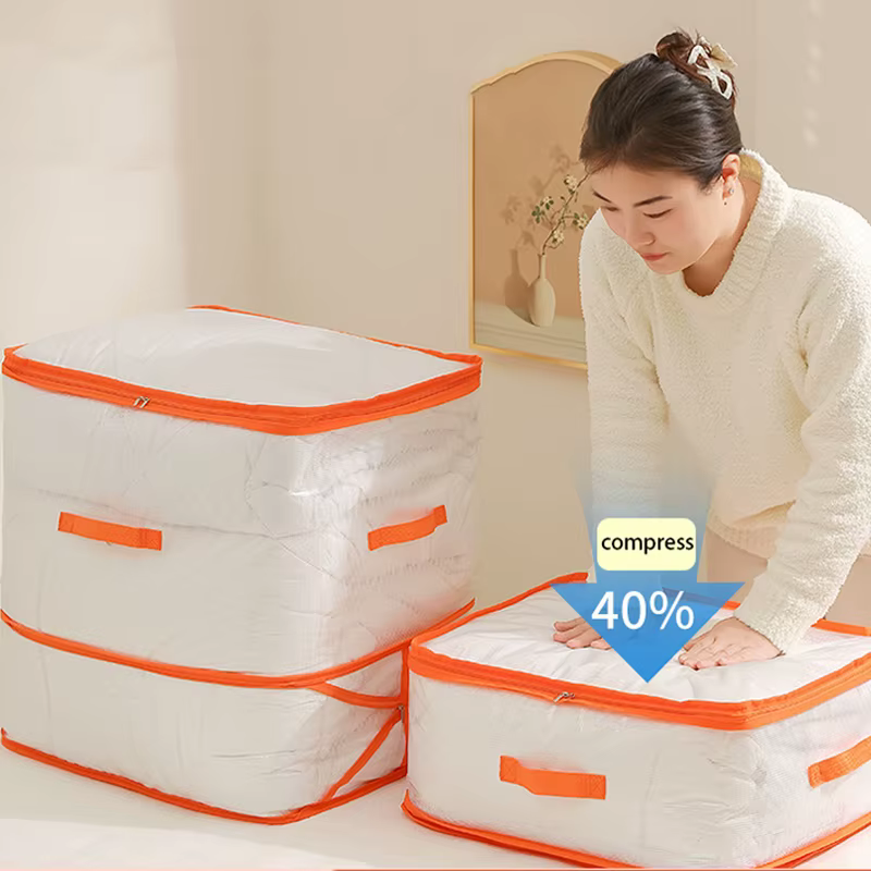 Sac de rangement compressible anti-poussière grande capacité pour couettes et vêtements avec poignée