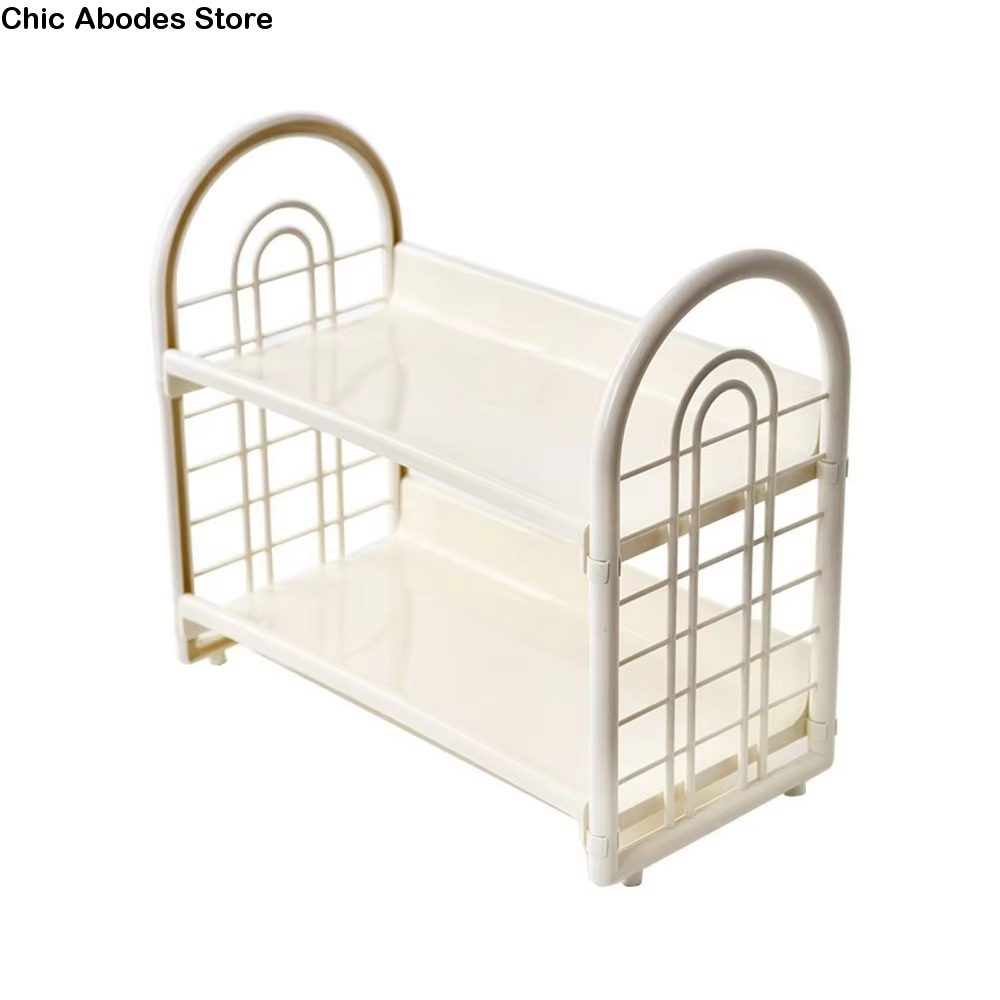 Étagère de rangement double couche en plastique grande capacité