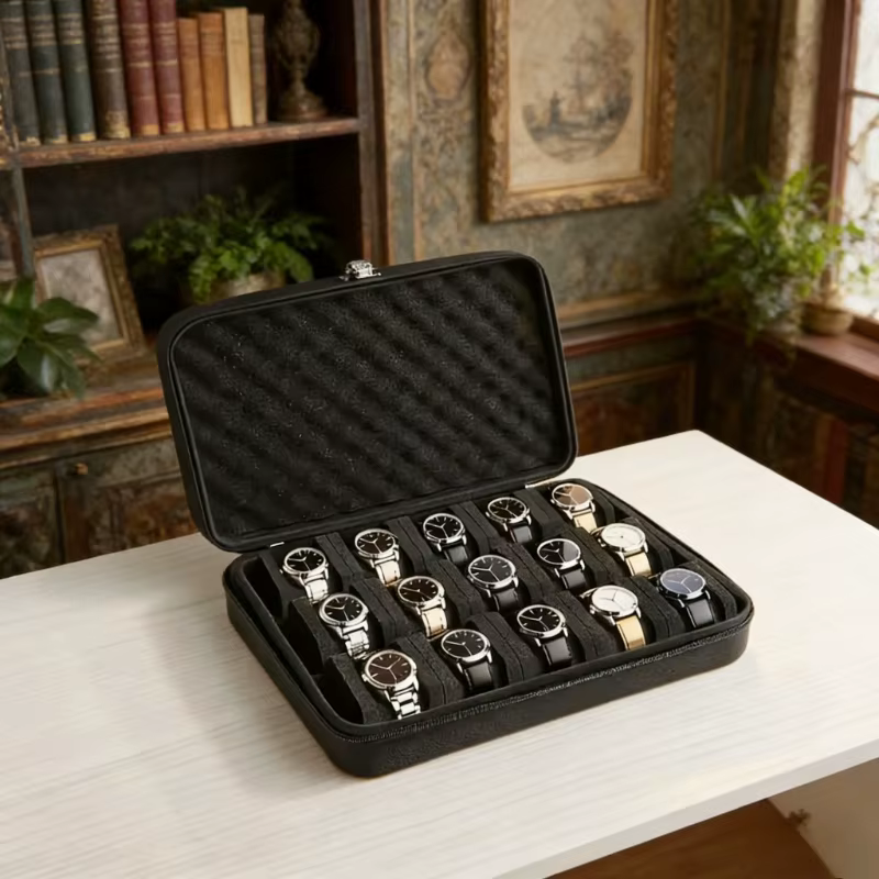 1 boîte de rangement luxueuse pour montres avec 15 emplacements