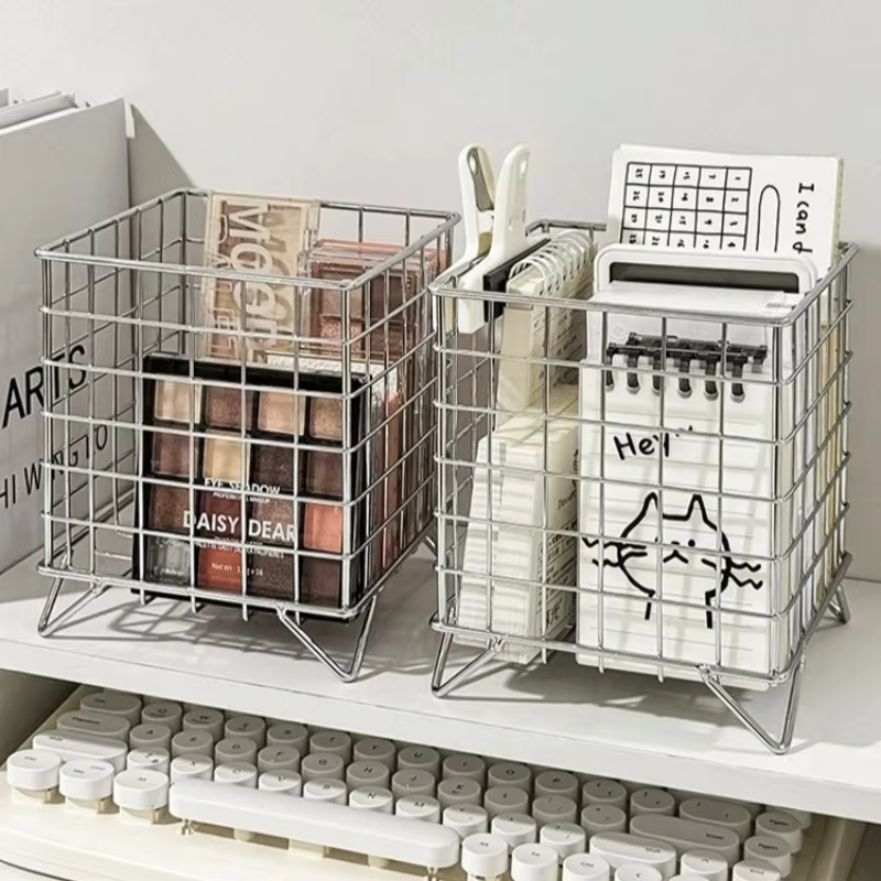 Panier de rangement en métal ajouré multifonctionnel