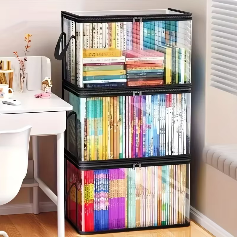 Boîte de rangement en PVC transparent | Couvercle rabattable et fenêtre de vue | Organisateur multi-usage pour jouets