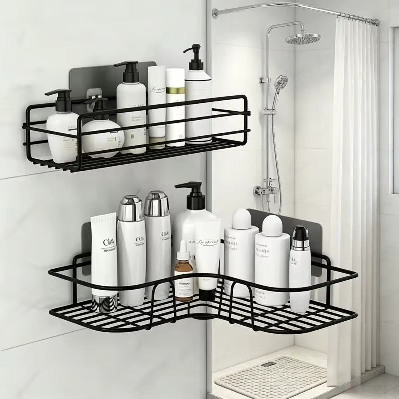 Étagère murale flottante en métal - Rangement multifonctionnel pour salle de bain