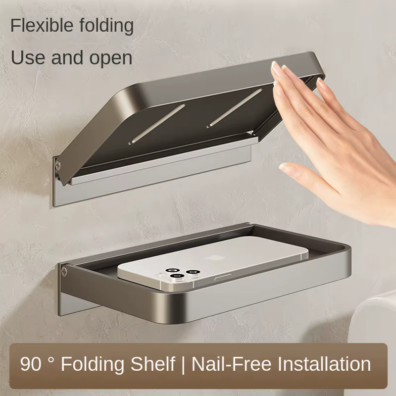 Étagère de salle de bain pliable sans perforation