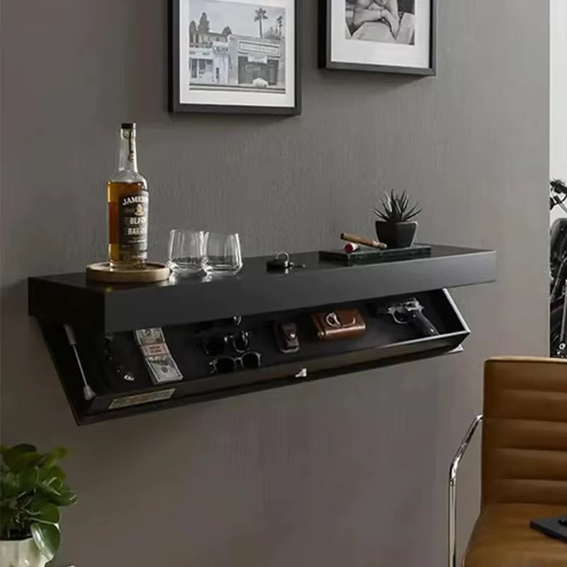 Étagère Murale Flottante en Bois avec Compartiment Secret