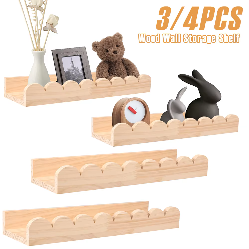 Étagère de rangement murale en bois festonné