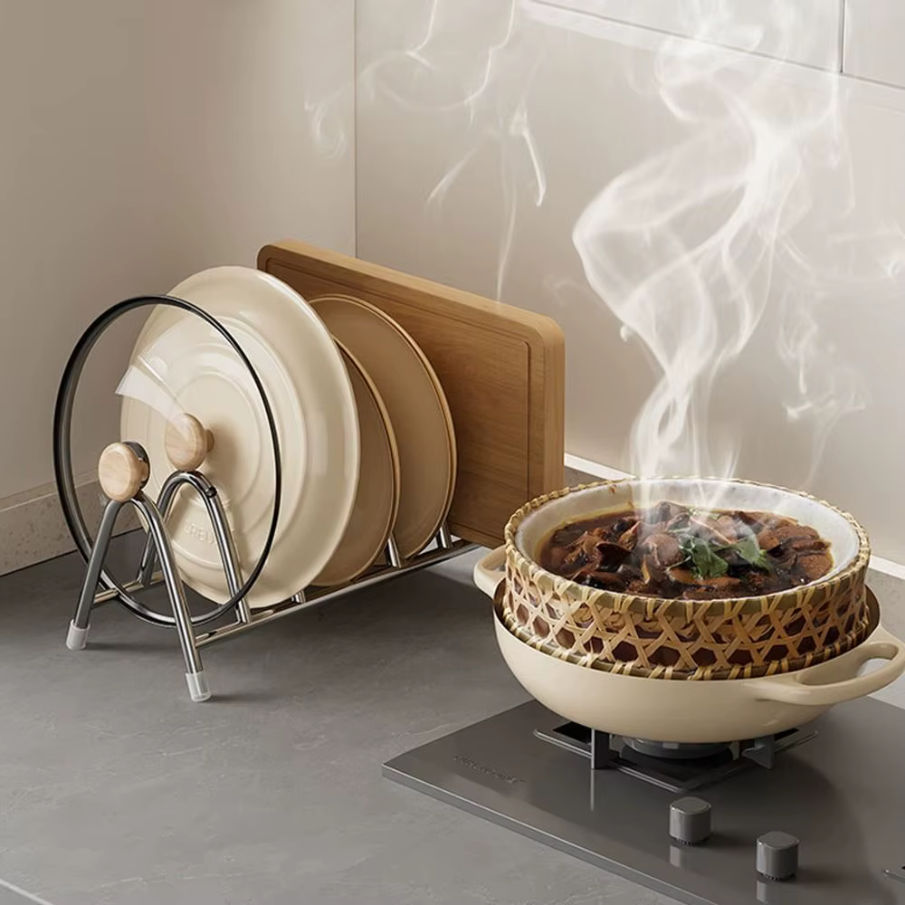 Support de rangement pour couvercle de casserole en acier inoxydable