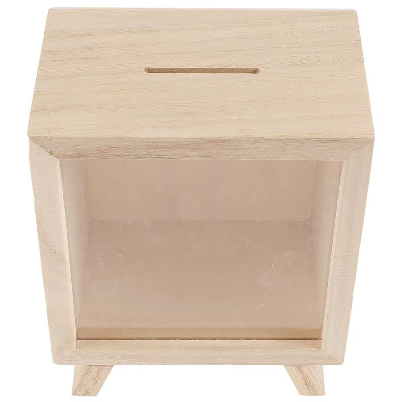 Tirelire en bois transparent pour tout-petit