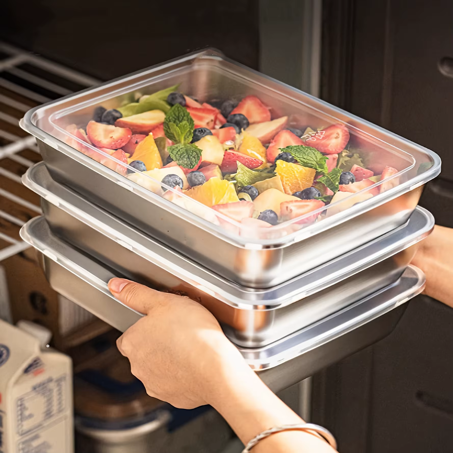 Boîte de conservation alimentaire en acier inoxydable