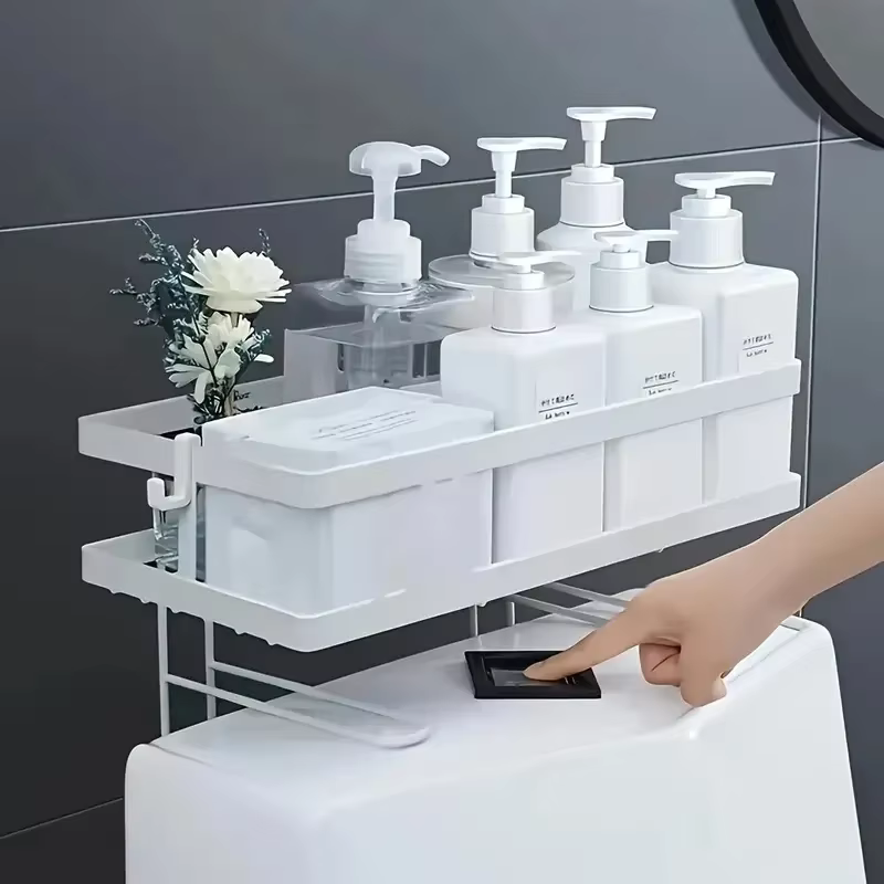 Étagère de rangement au-dessus des toilettes - Organiseur de salle de bain à 3 niveaux