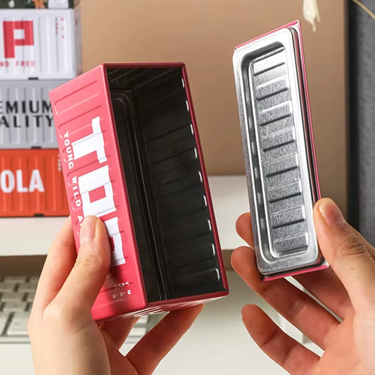 Conteneur de rangement en fer Compact, organisateur de bureau créatif, Tube de fournitures de bureau, organisateur de bureau, boîte en métal, Mini conteneur ﻿
