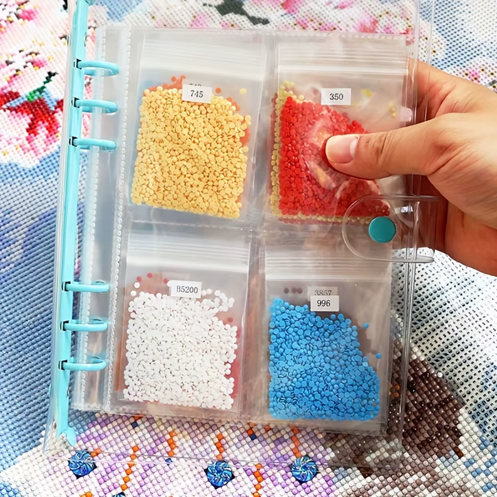 Organiseur de perles pour peinture au diamant 5D A5 avec pages transparentes