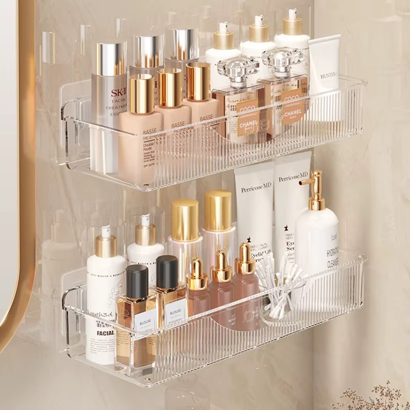 Étagère murale de rangement pour cosmétiques et soins de la peau pour salle de bain
