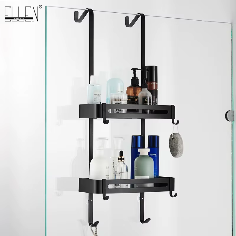 Étagères de bain suspendues noires