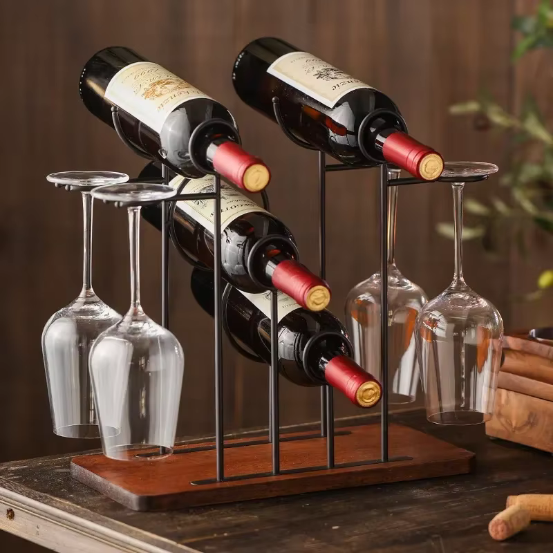 Support de verre à vin en bois créatif suspendu