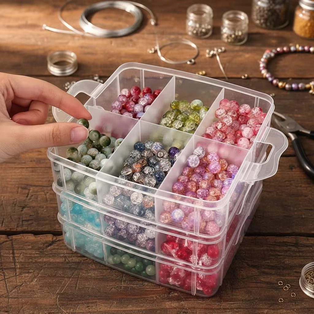 Boîte de rangement en plastique transparente