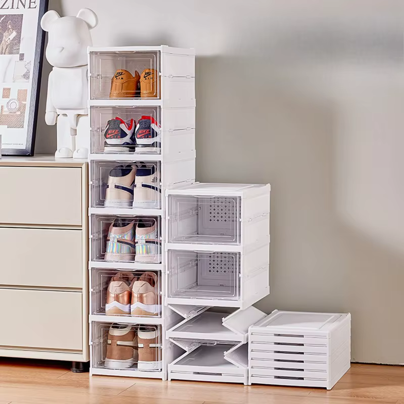 Boîte à chaussures pliable transparente