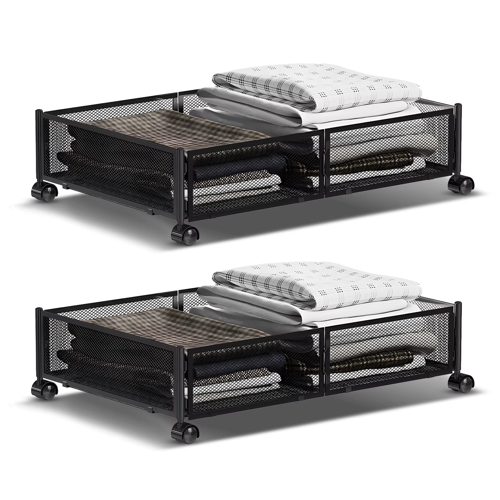 Conteneur de rangement pliable sous le lit avec roulettes