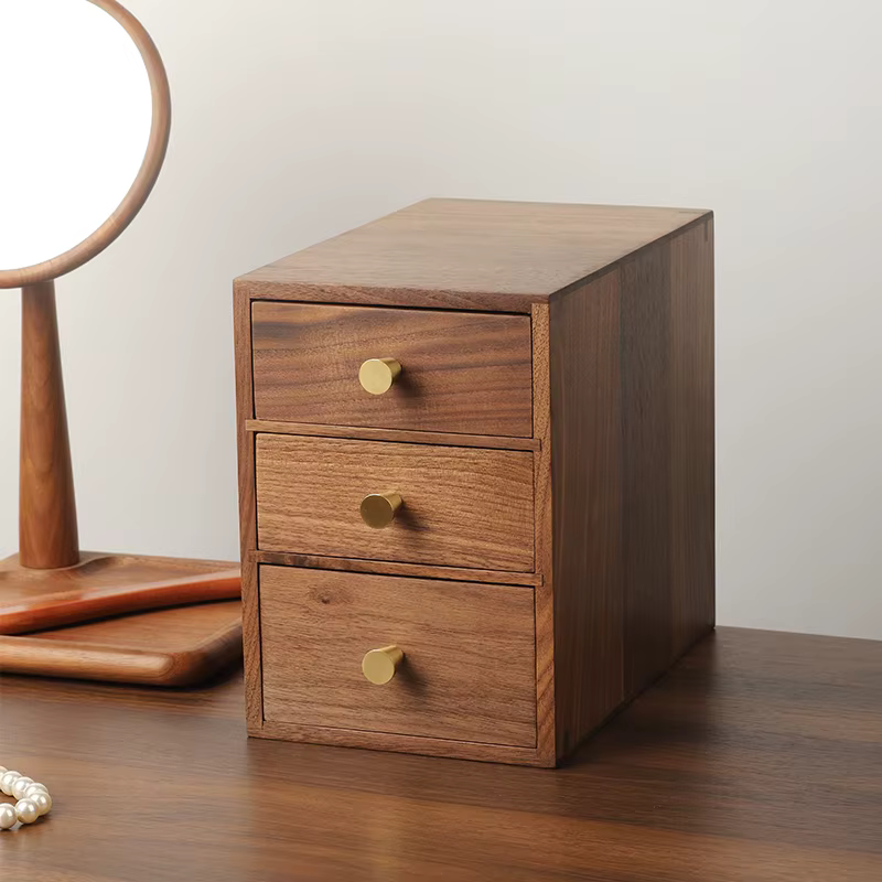 Petite table basse de bureau de style tiroir en bois de noyer