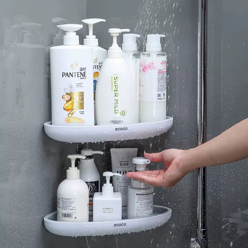 ECOCO étagère de salle de bain support de rangement d'angle sans perceuse mural douche shampooing organisateur cuisine