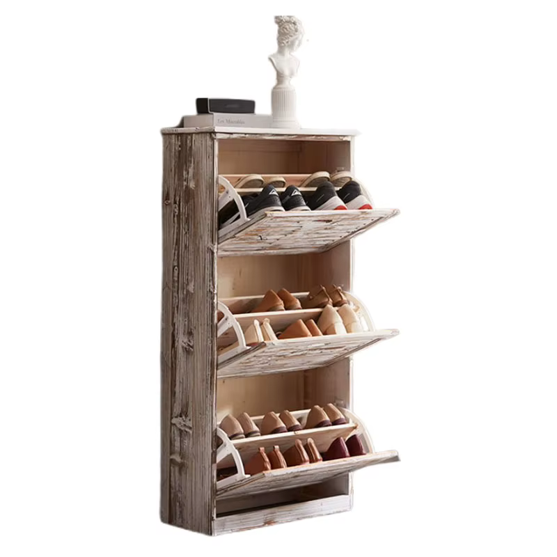 Armoire à chaussures rustique à 3 tiroirs rabattables de Style nordique