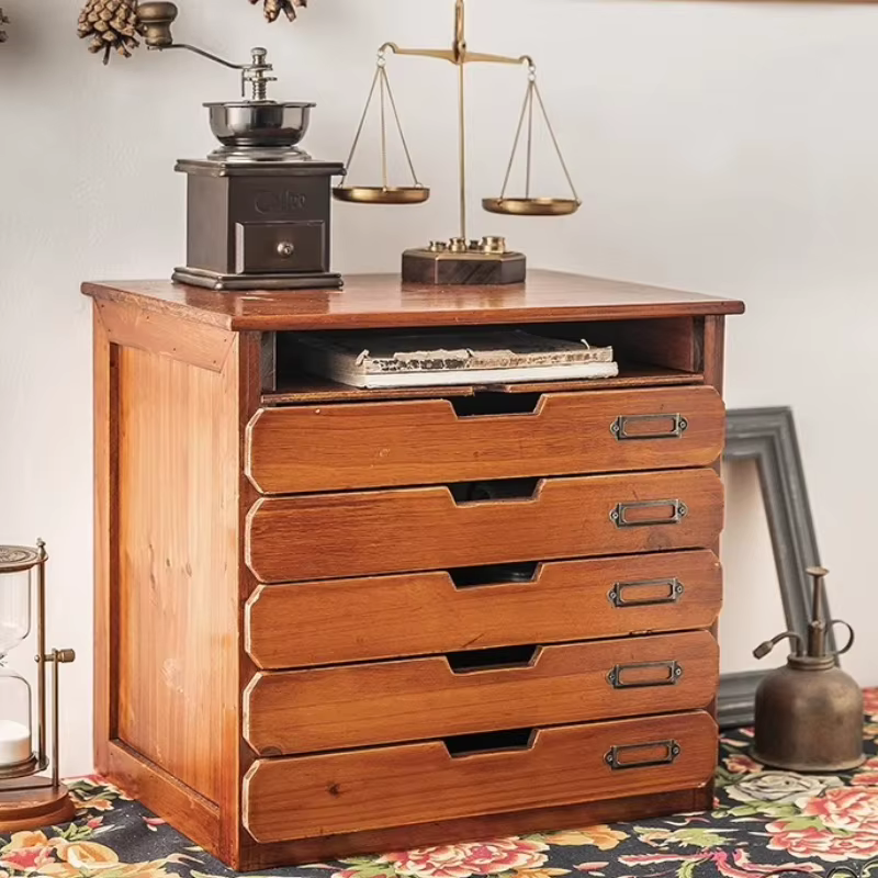 Boîte de rangement à tiroirs en bois