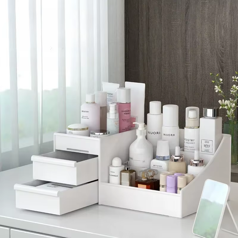 Boîte de rangement en plastique à tiroirs pour maquillage