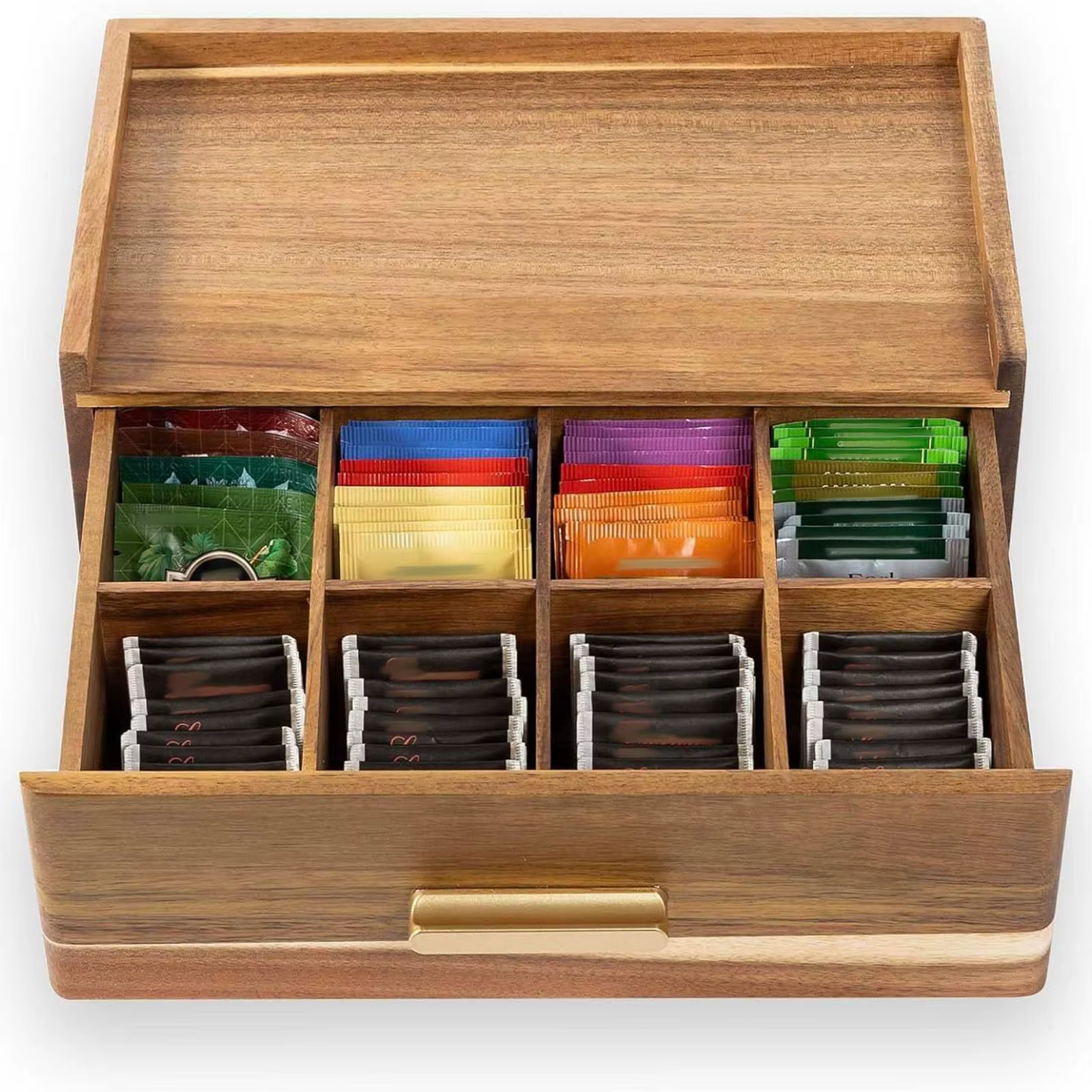 Organisateur de sachets de thé en bois avec plusieurs compartiments