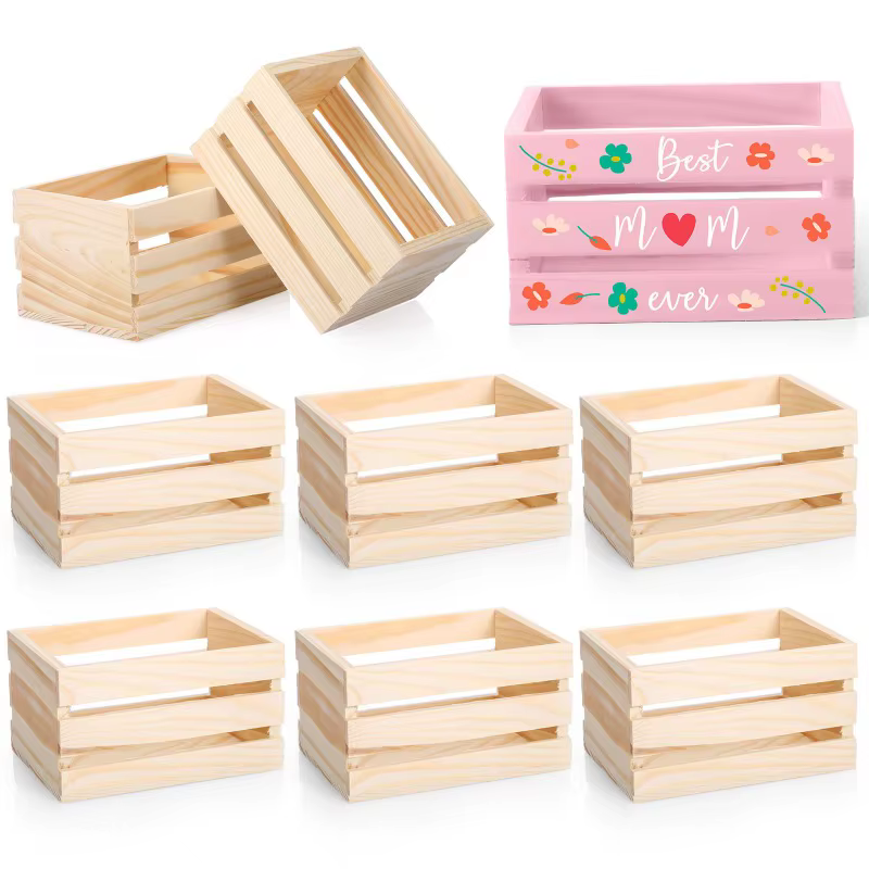 Lot de 12 petites caisses en bois non finies de 12
